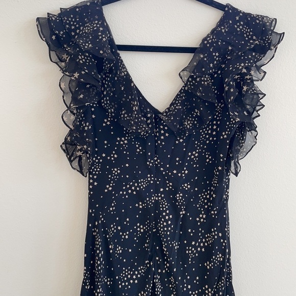 LoveShackFancy black star print silk maxi dress 0 - Picture 8 of 10